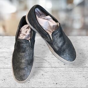 Vans metallic charcoal gray slip on shoe.  size 9W men's 7.5 unisex